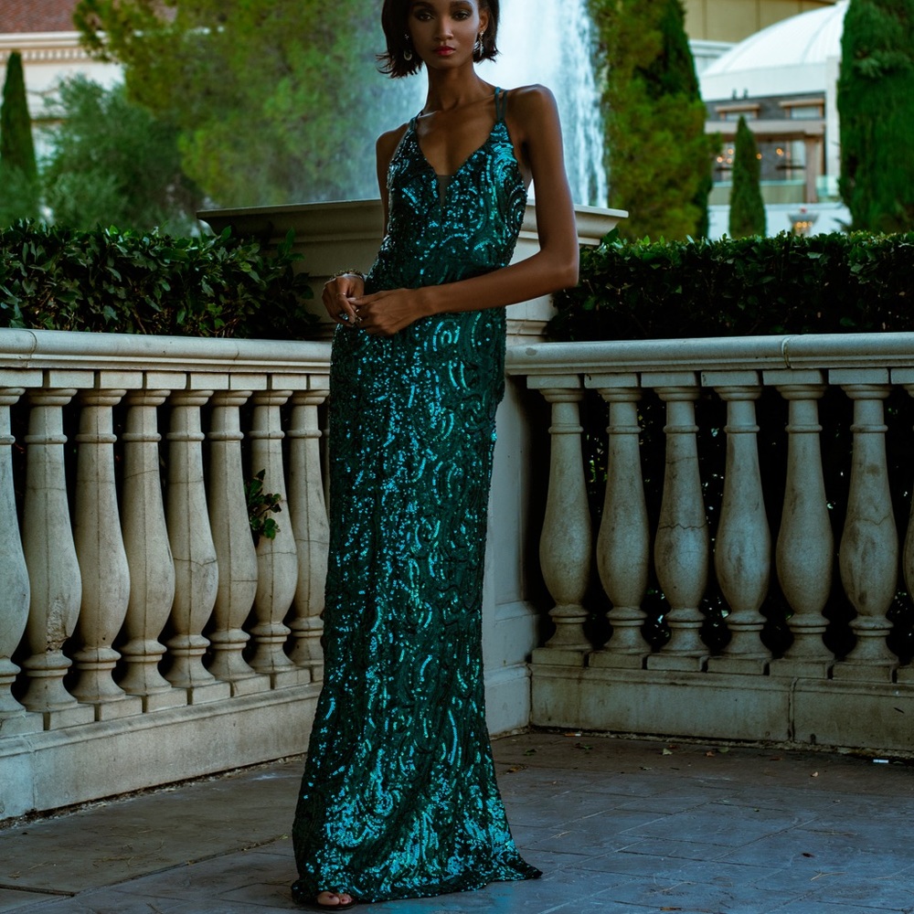 Floor length sequin dress
